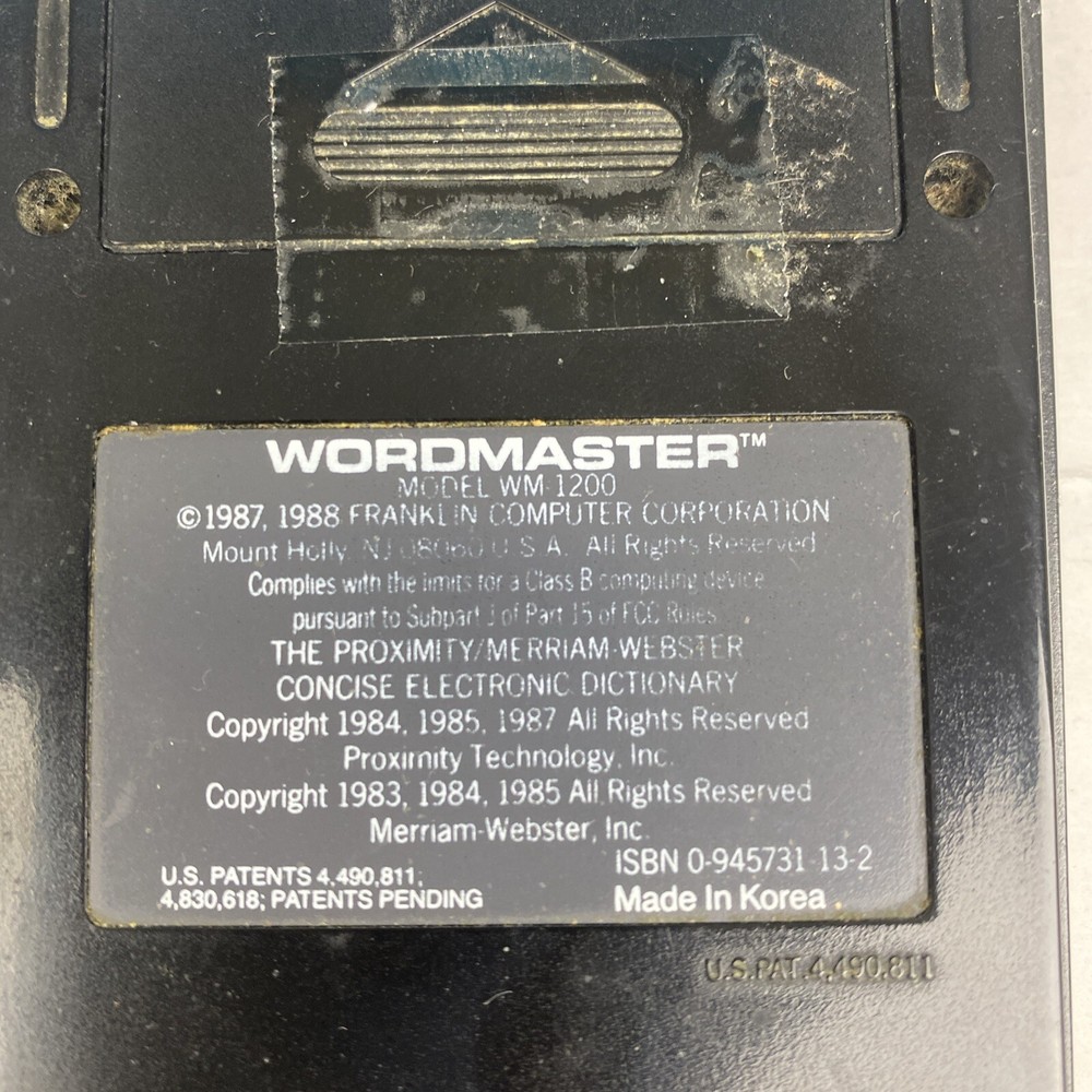 Vintage Wordmaster Model WM 1200 Electronic Dictionary Computer Handheld Retro