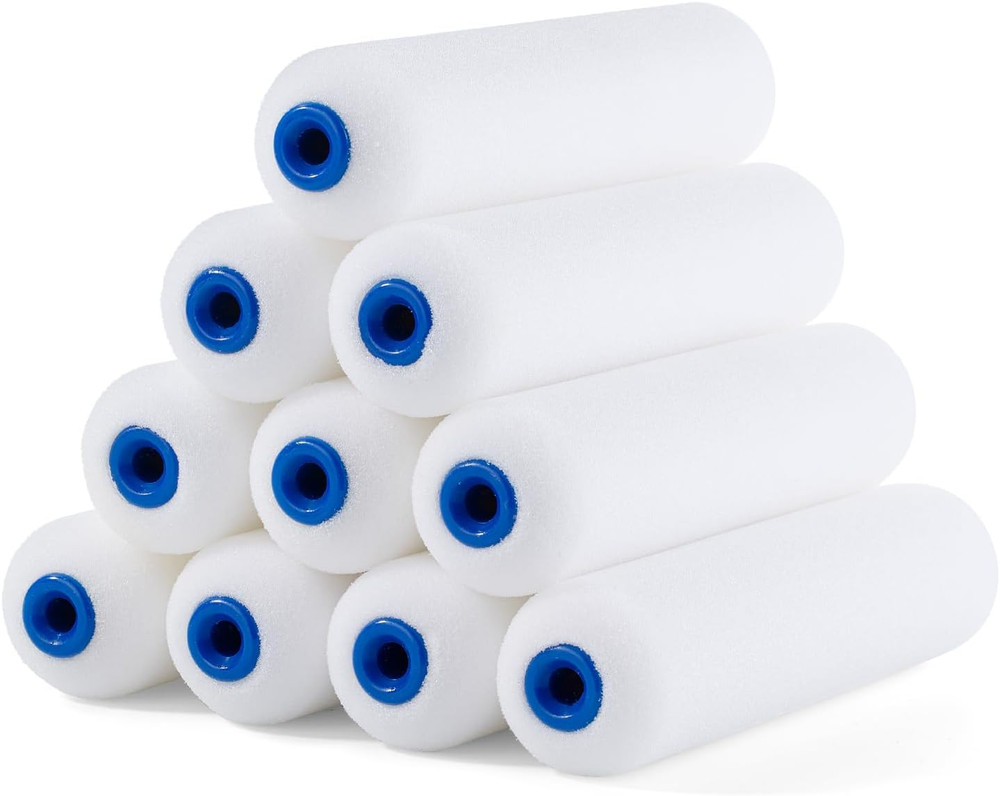 Bates- Foam Paint Roller Covers, 6", 10 Pack, White, High Density Foam Roller Pa