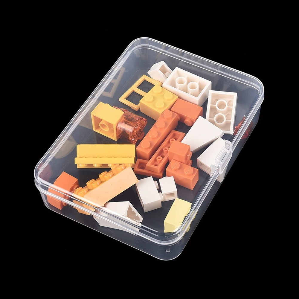 12 Pack Rectangular Clear Plastic Storage Containers with Hinged Lid for Bead...