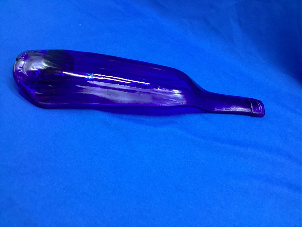 Melted Slumped Wine Bottle - Blue