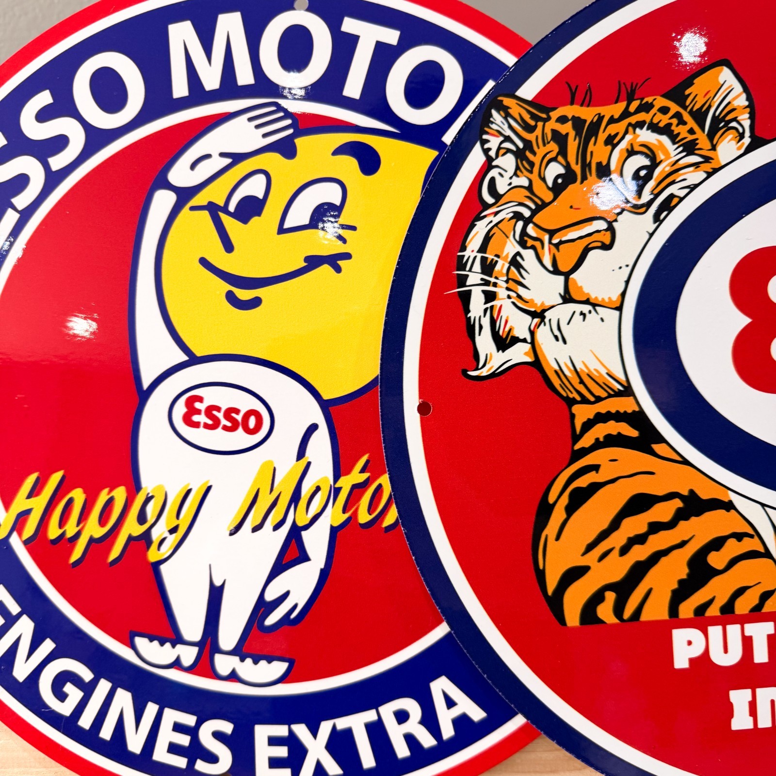 Esso Motor Oil Vintage Metal Sign Set of 3 – 30 cm / 11.8” Petrol Decor