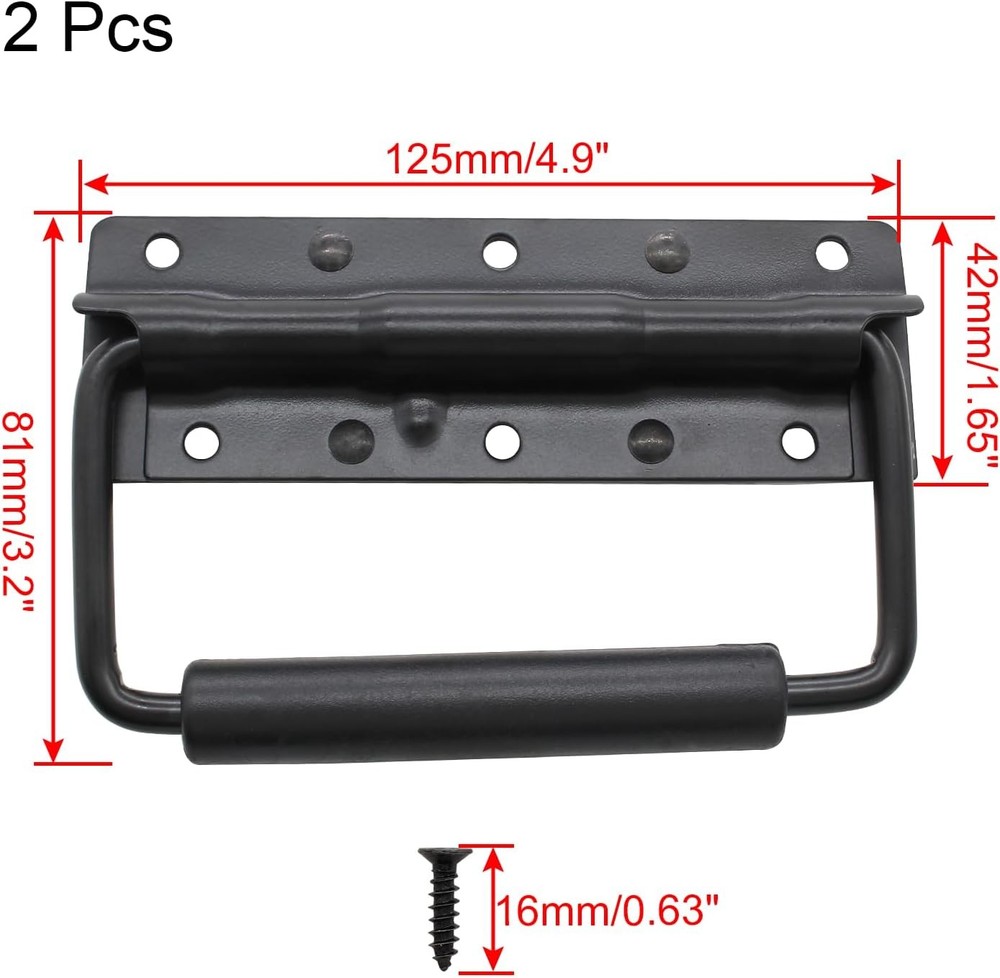 Spring Loaded Folding Handle 4.9" Heavy Duty Rubber Grip for Boxes