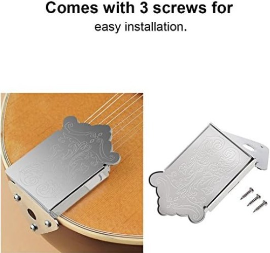 Alloy Mandolin Tailpiece with Silver Finish - 8 String Replacement Part