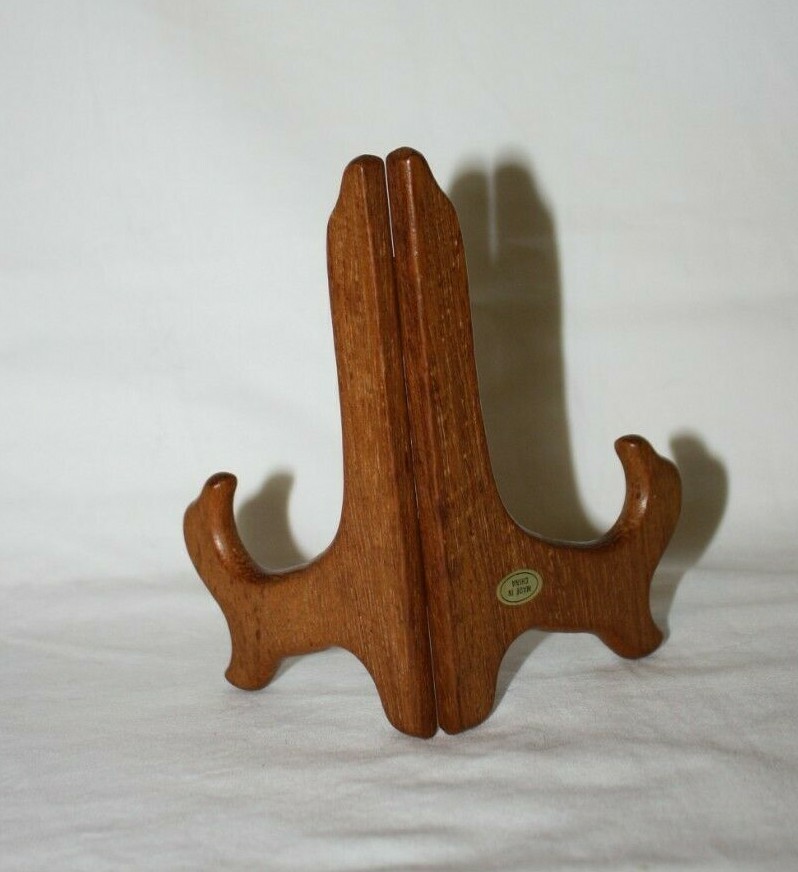 5" Hinged Teak Finish Display Easel