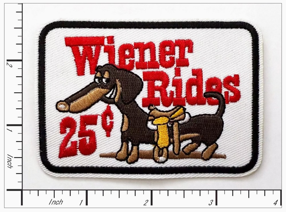 Weiner Rides Embroidered Iron On Patch Funny Prank Patch