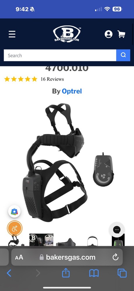 Optrel BackPack Half Mask Respirator System TH3P PAP