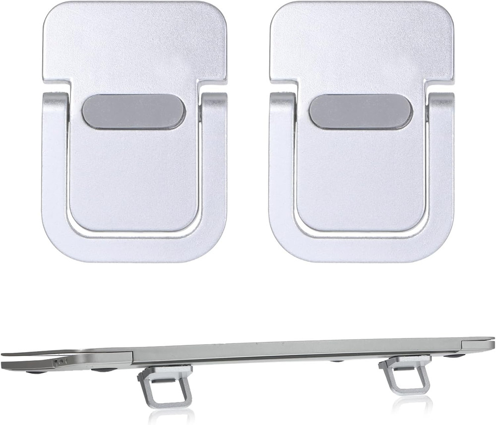 2PCS Foldable Mini Laptop & Keyboard Stand, Portable Desk Riser, Silver