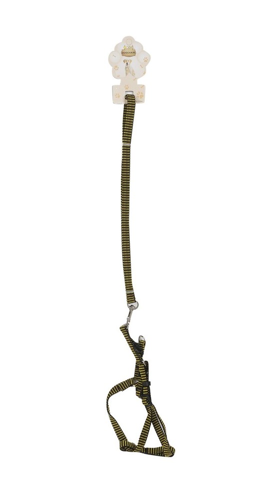 Small Breed Dog Leash with Adjustable Harness Yellow