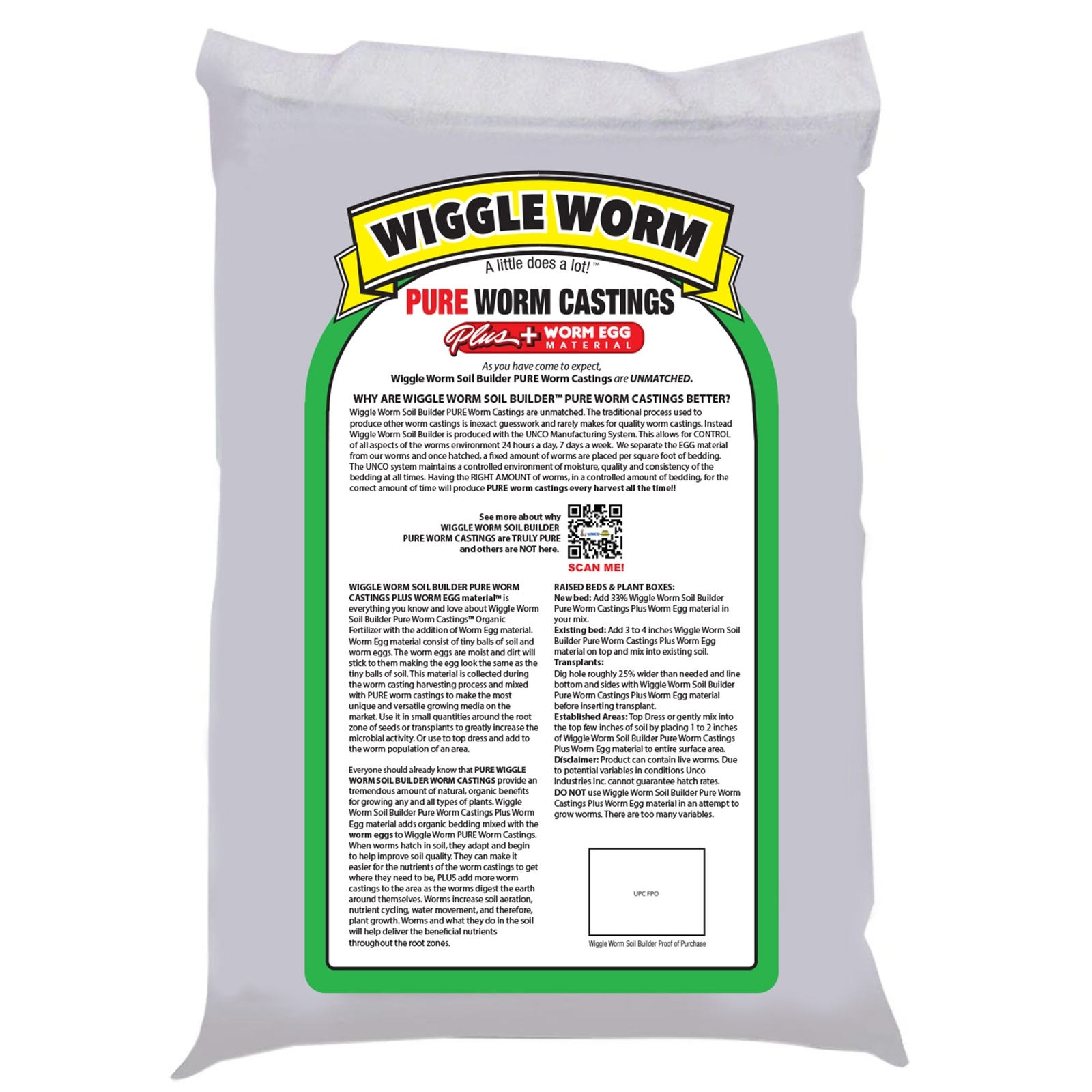 WIGGLE WORM Plus Worm Egg Material Soil Fertilizer For Gardening/Planting, 40 lb