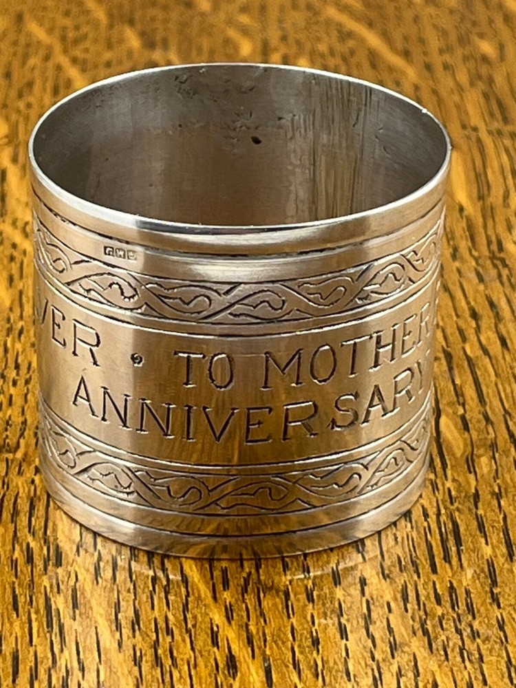 Egyptian silver presentation napkin ring pre 1946