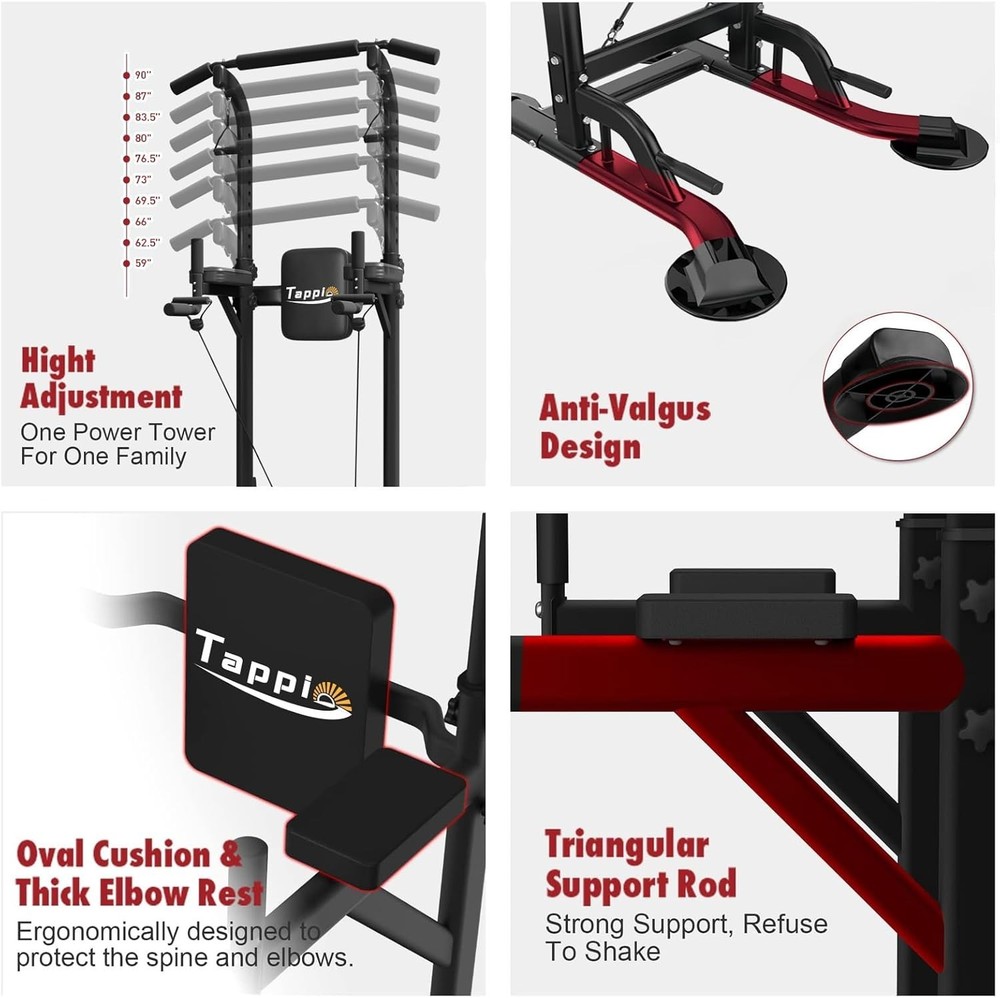 Power Tower Fitness Equipment Multi functional Pull up Adjustable Height