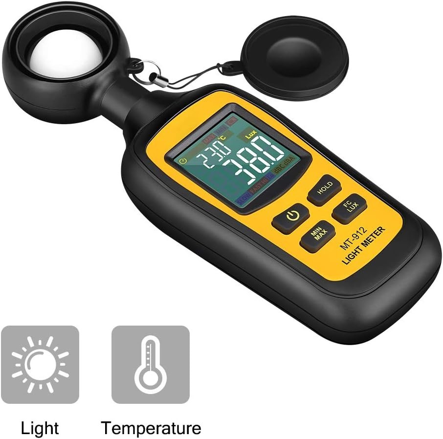 High Precision Handheld Light Meter - Measures up to 200,000 Lux with LCD Screen