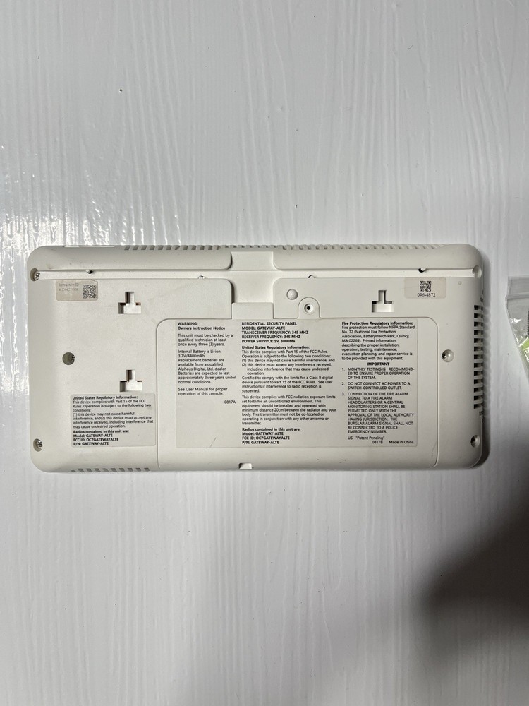 ALDER GATEWAY VLTE Residential Alarm Security Control Panel ONLY ~ White