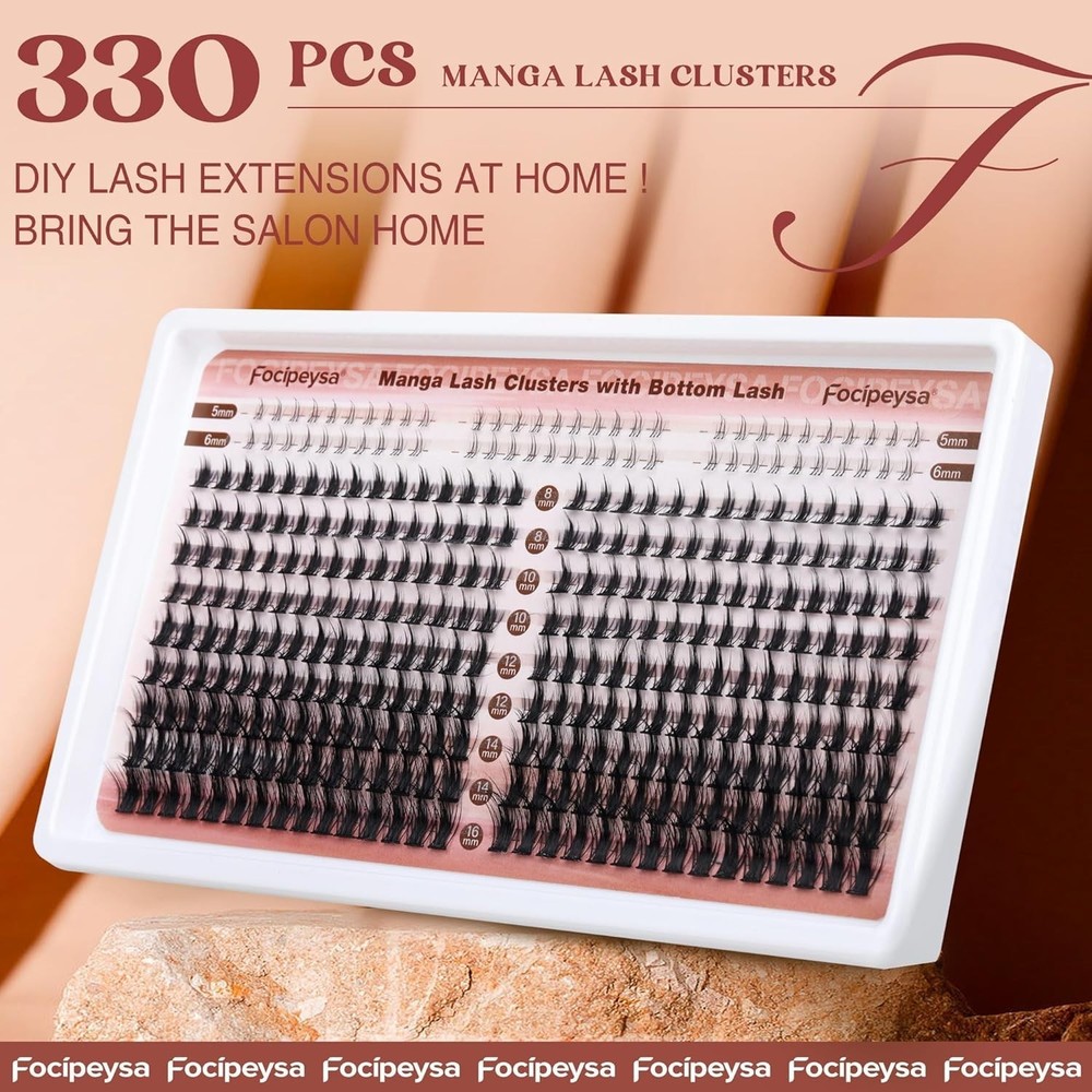Anime-Inspired Eyelash Extensions - 330Pcs Wispy Clusters, & Lightweight