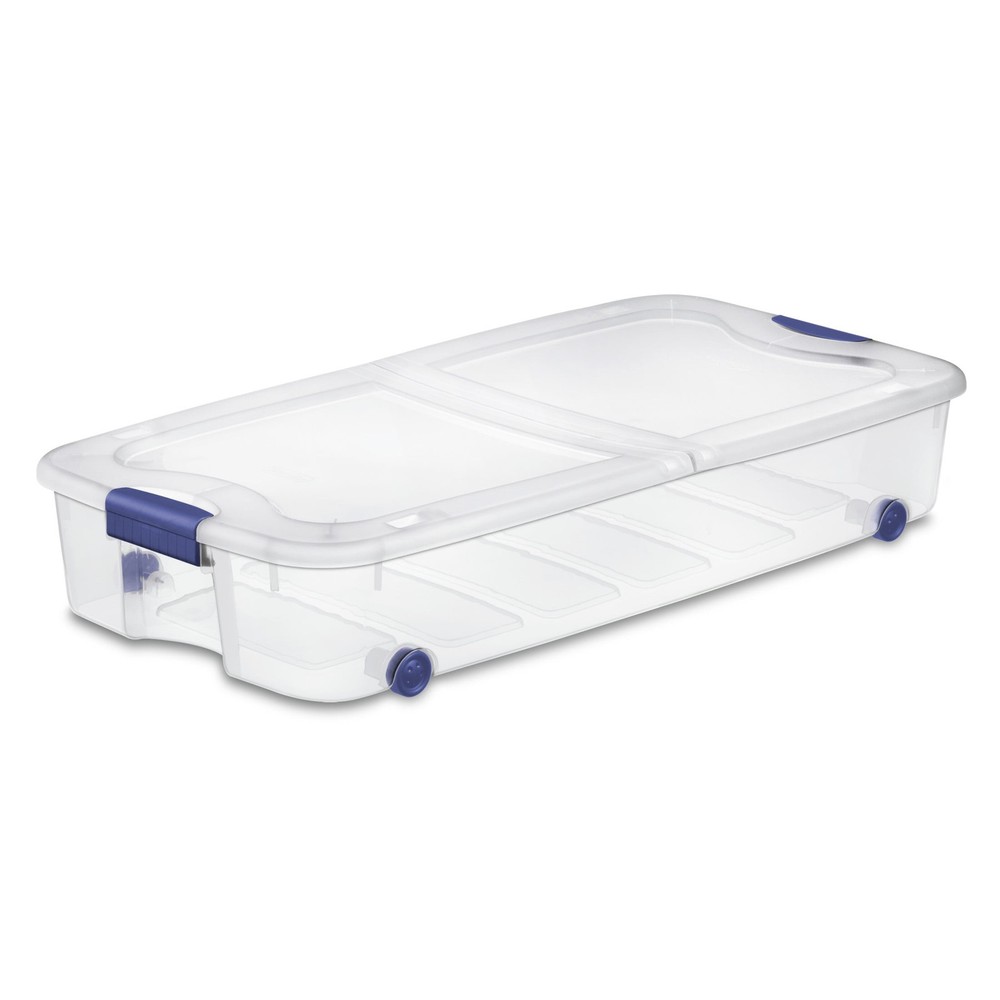 Sterilite Latching Wheeled Storage Bin 66 Quart Clear Underbed Storage Container