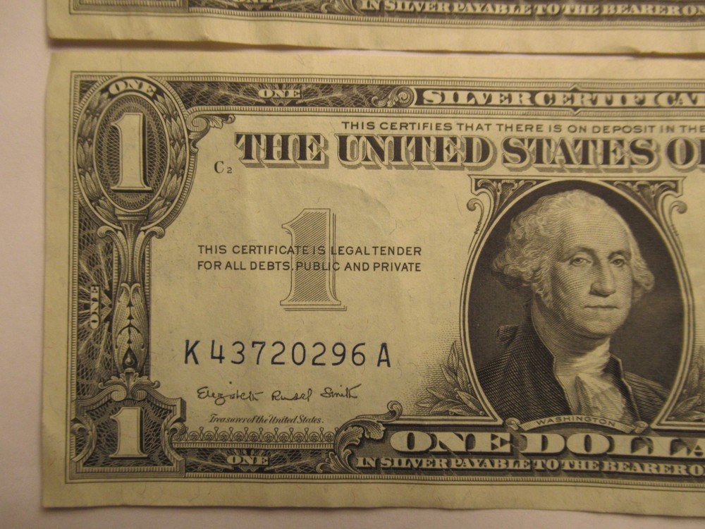 FOUR Consecutive 1957 A $1 Silver Certificates, UNC