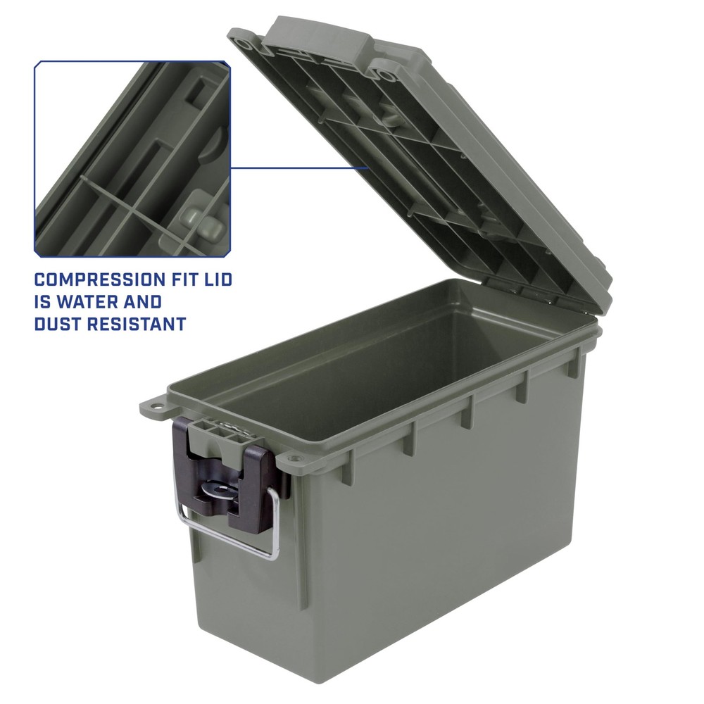 30 Cal Ammo Storage Box 2-Pack Stackable Water Dust Resistant Green Handle