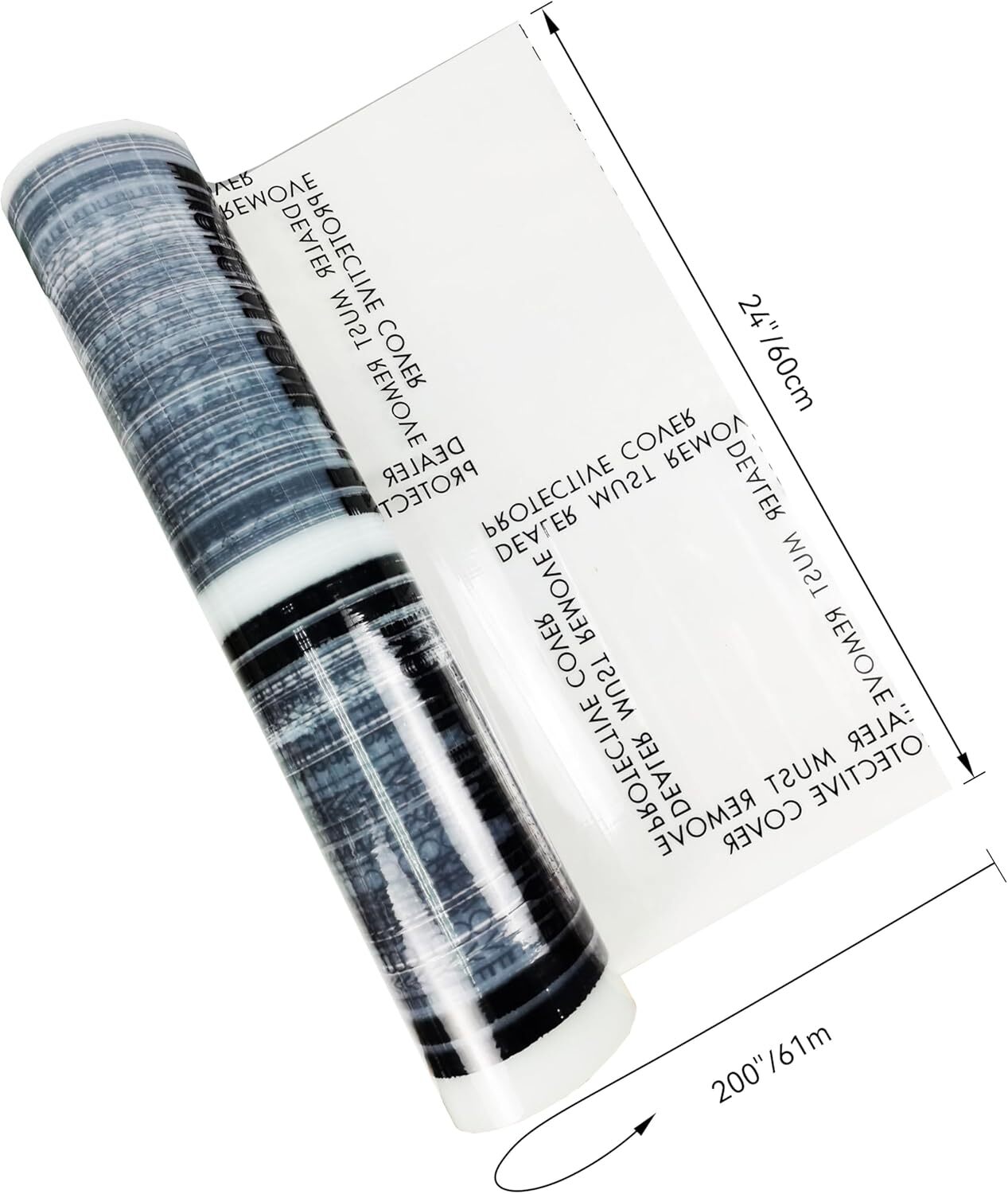 HFS 24" X 200' Car Floor Mat 4 Mil Clear Adhesive Car Carpet Protector Film Roll