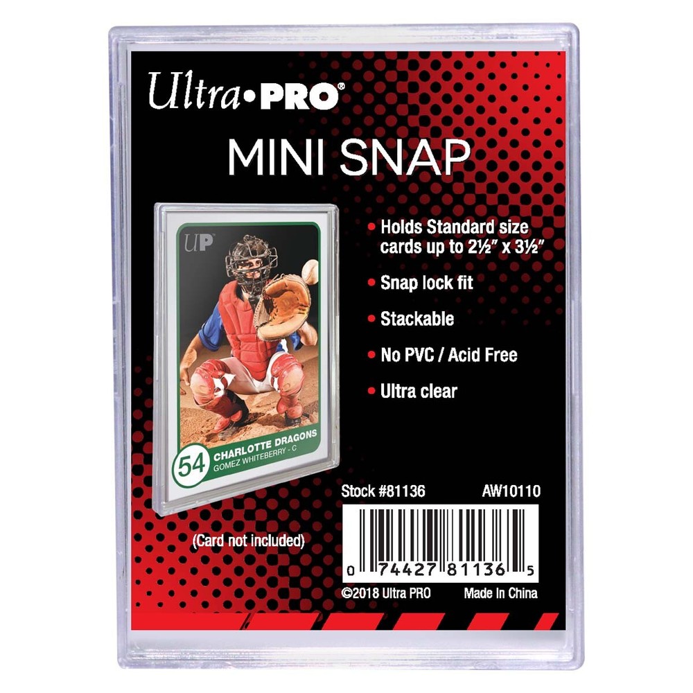 (6-Pack) Ultra Pro Mini Snap Card Holders Stackable Standard Size Archival Safe
