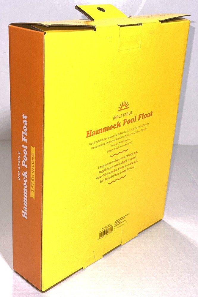 Sun Squad Inflatable Hammock Headrest Pool Float Navy White Over 3ft Long NEW