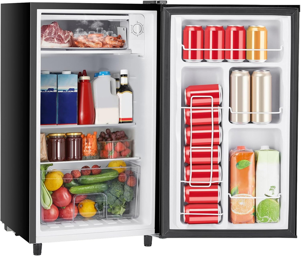 . Cu.Ft Mini Fridge with Freezer Small Refrigerator Single Door Adjustable Therm