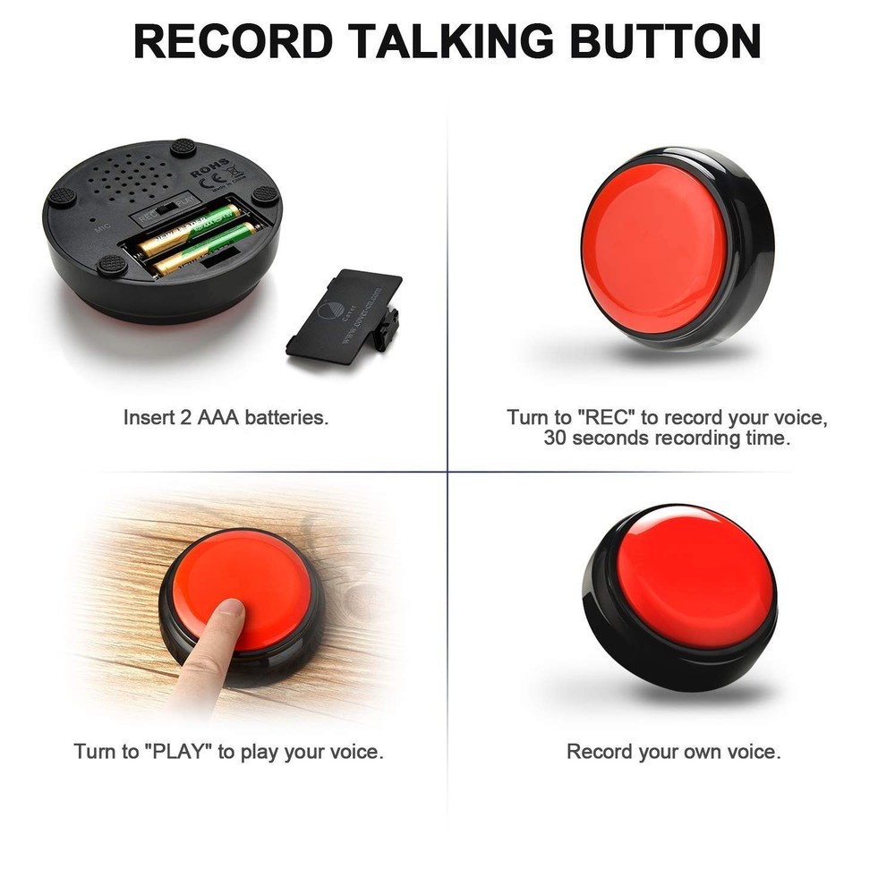 Voice Recording Button Easy Button Record 30 Seconds Talking Message Funny
