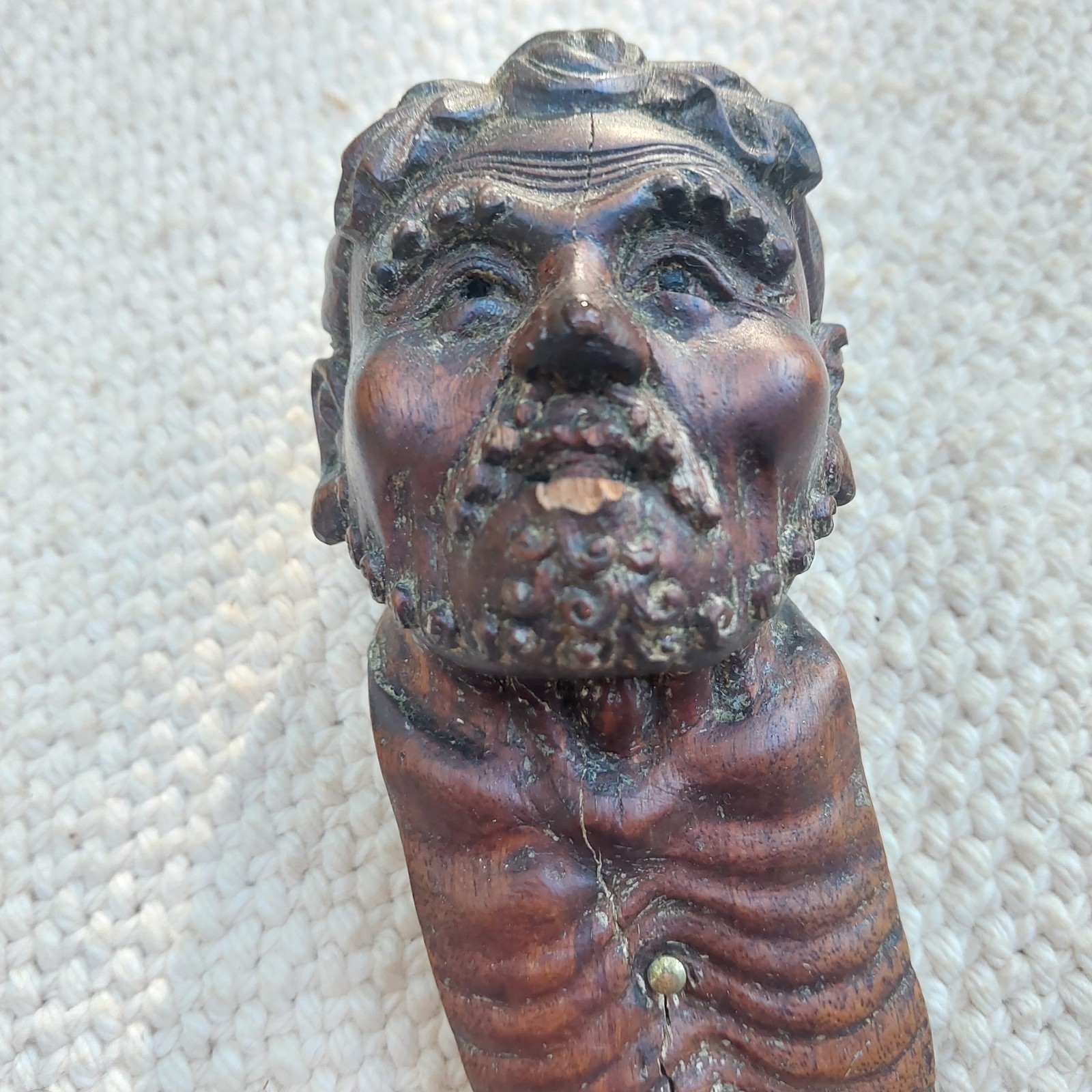 Antique Carved Man Wood Victorian Salvage Architectural Furniture Trim Picture