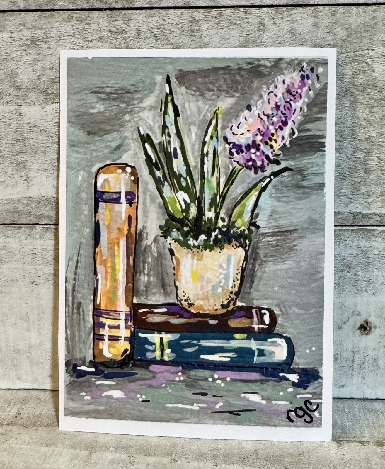 ACEO Original PRINT Flowers and Books, Colorful flower aceo, Floral Books