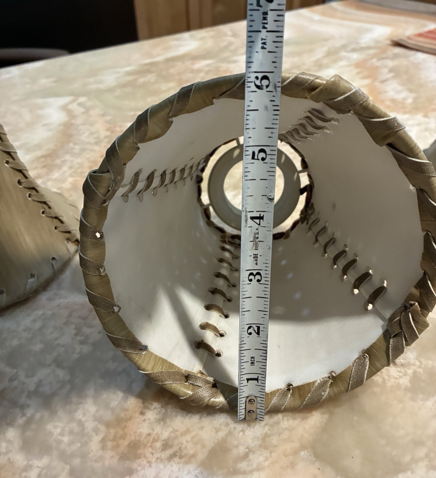 Set of 3 Beige faux leather Lamp Shades, Bell Shape