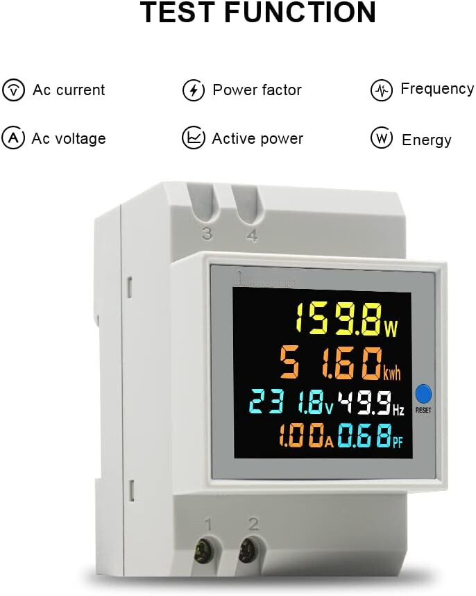 Single Phase Energy Meter Din Rail Electricity Usage Monitor Meter AC 300V 100A