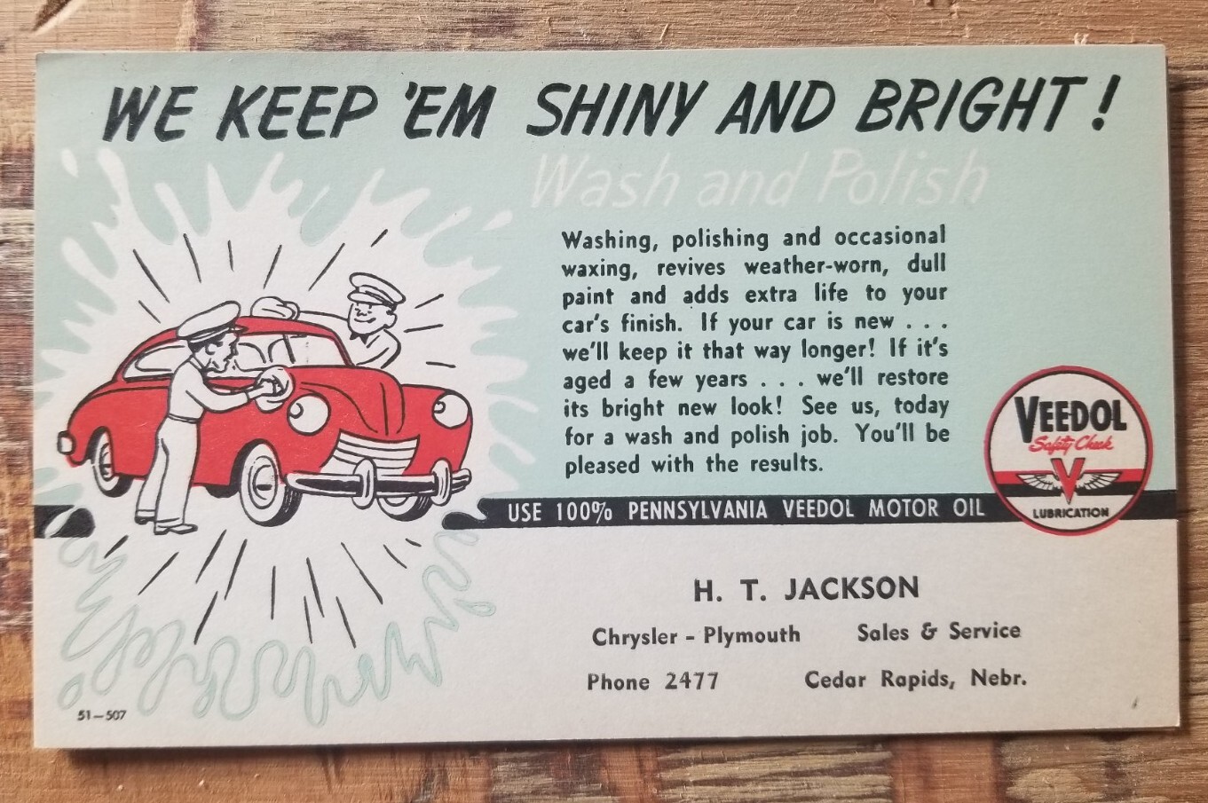 Vintage Veedol Service Postcard new unused old stock card #3