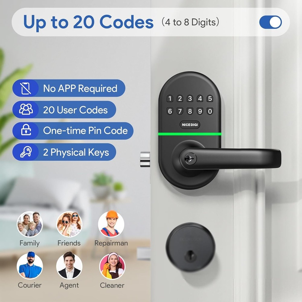 Touch-Control Door Lock: Easy Installation, Night Use Keypad