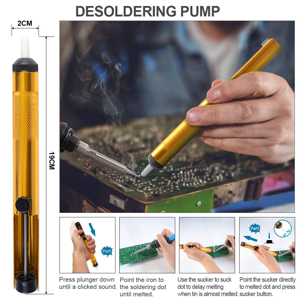 Soldering Iron, Iron Kit Electronics, 60W Adjustable Temperature Si