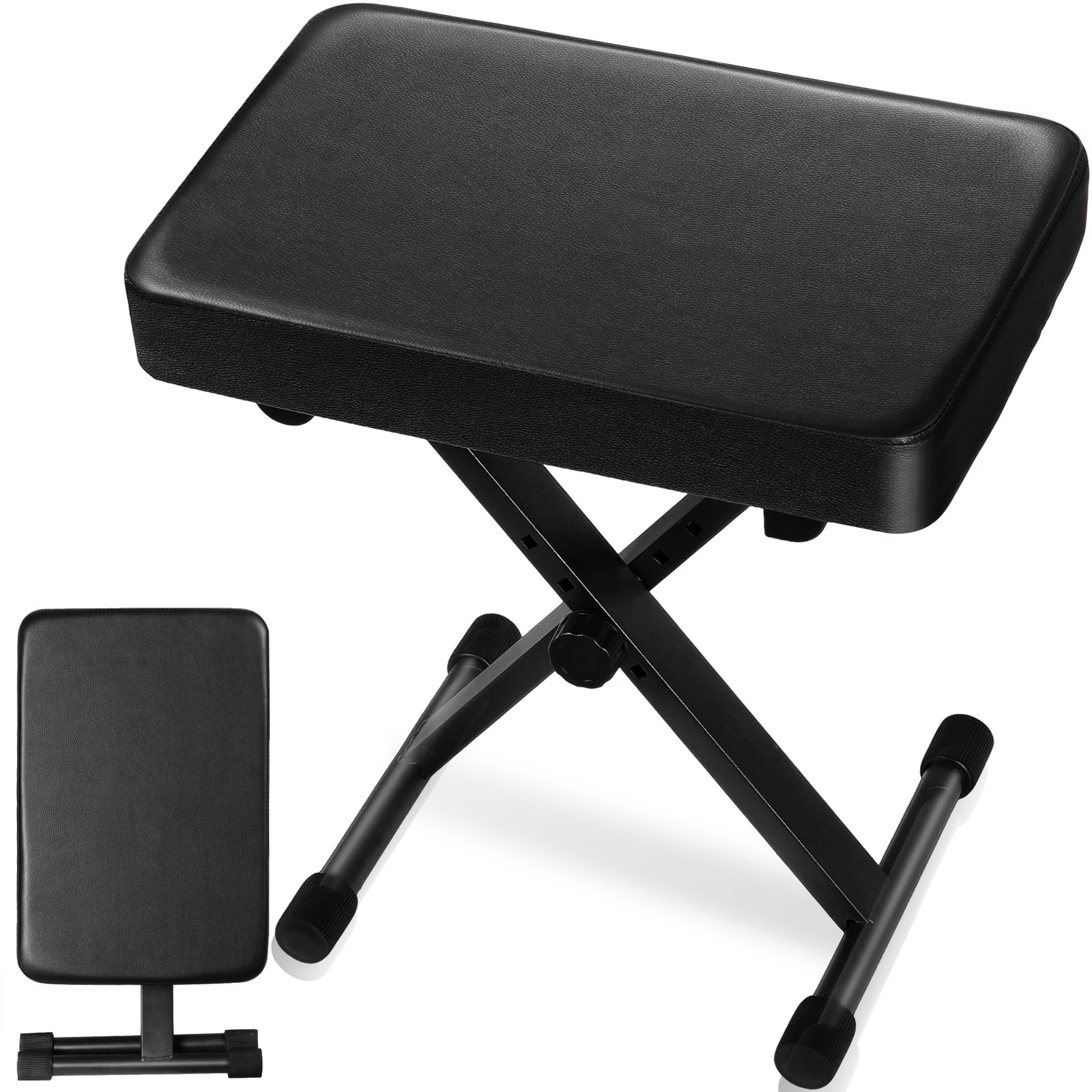 Piano Bench Adjustable Keyboard Bench Portable Stool Foldable Seat Chair Black