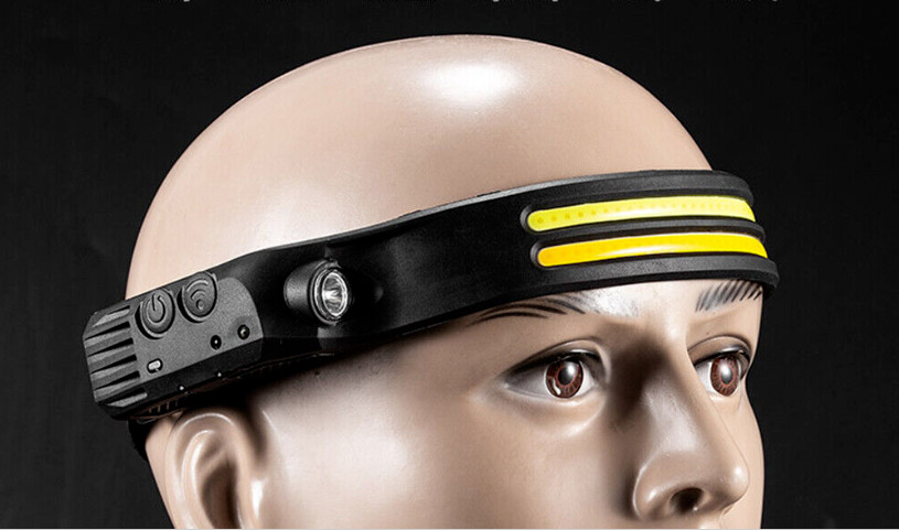 COB LED Headlamp Sensor Headlight Flashlight USB Rechargeable Head Lamp Torch