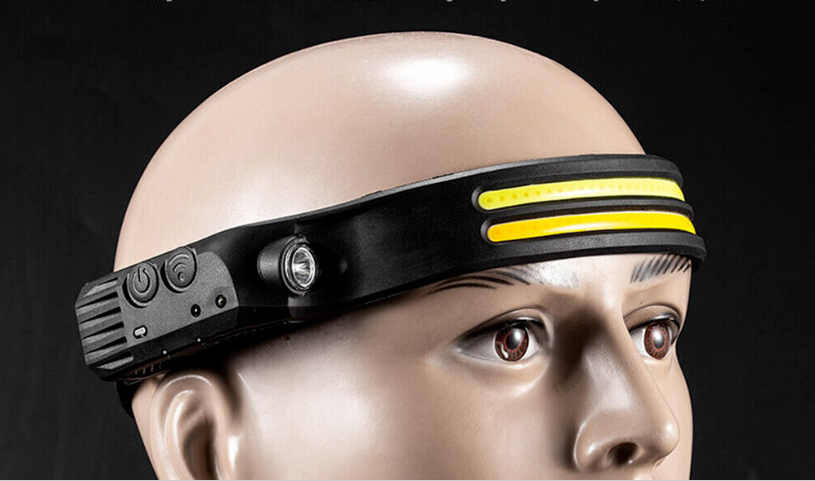COB LED Headlamp Sensor Headlight Flashlight USB Rechargeable Head Lamp Torch