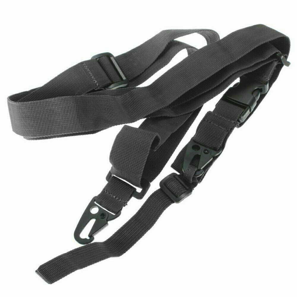 3-Point Tactical Rifle Sling Adjustable Strap Quick-Release for Heavy-Duty Black