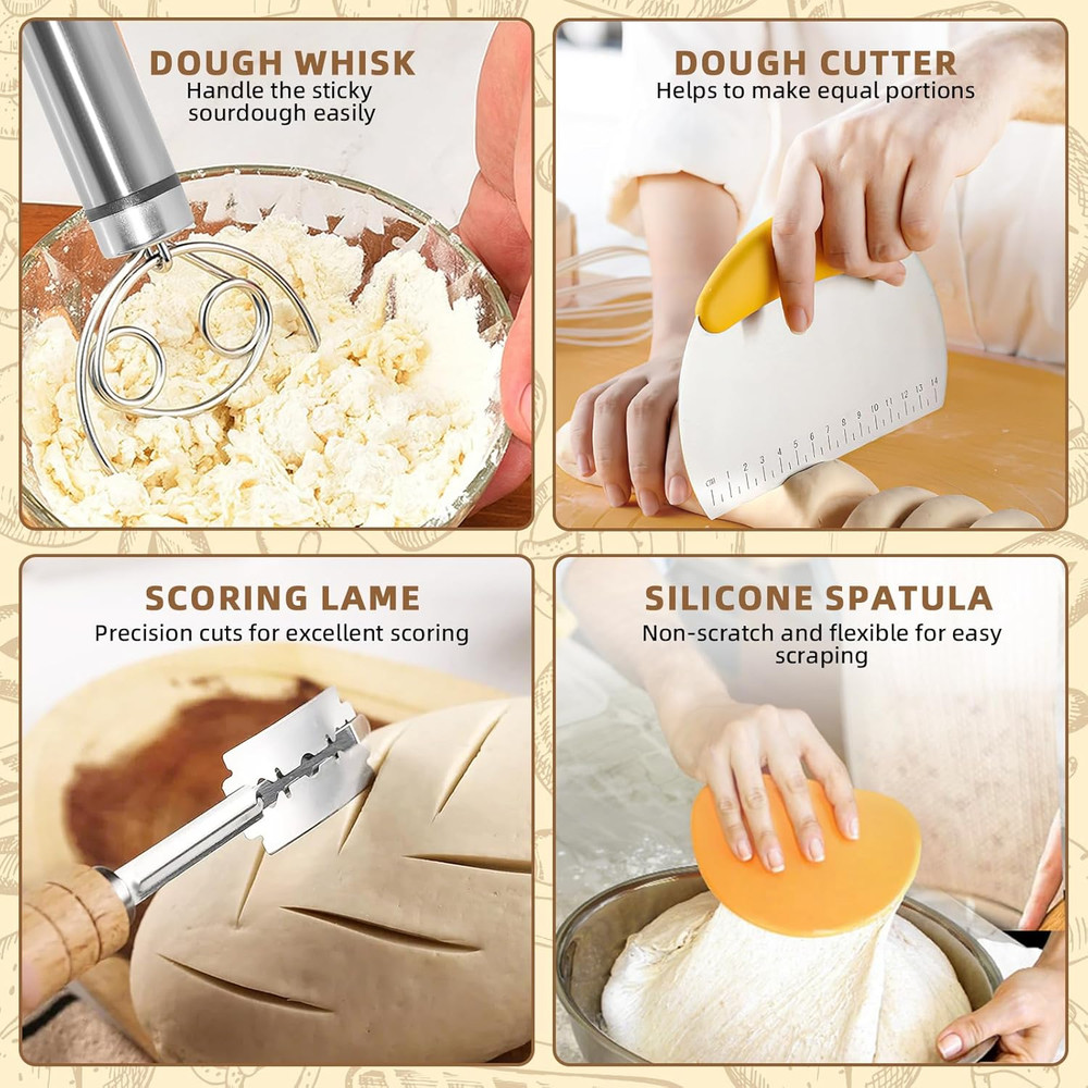 Sourdough Starter Kit, Bread Making Kit with Sourdough Starter Jar for Beginn...