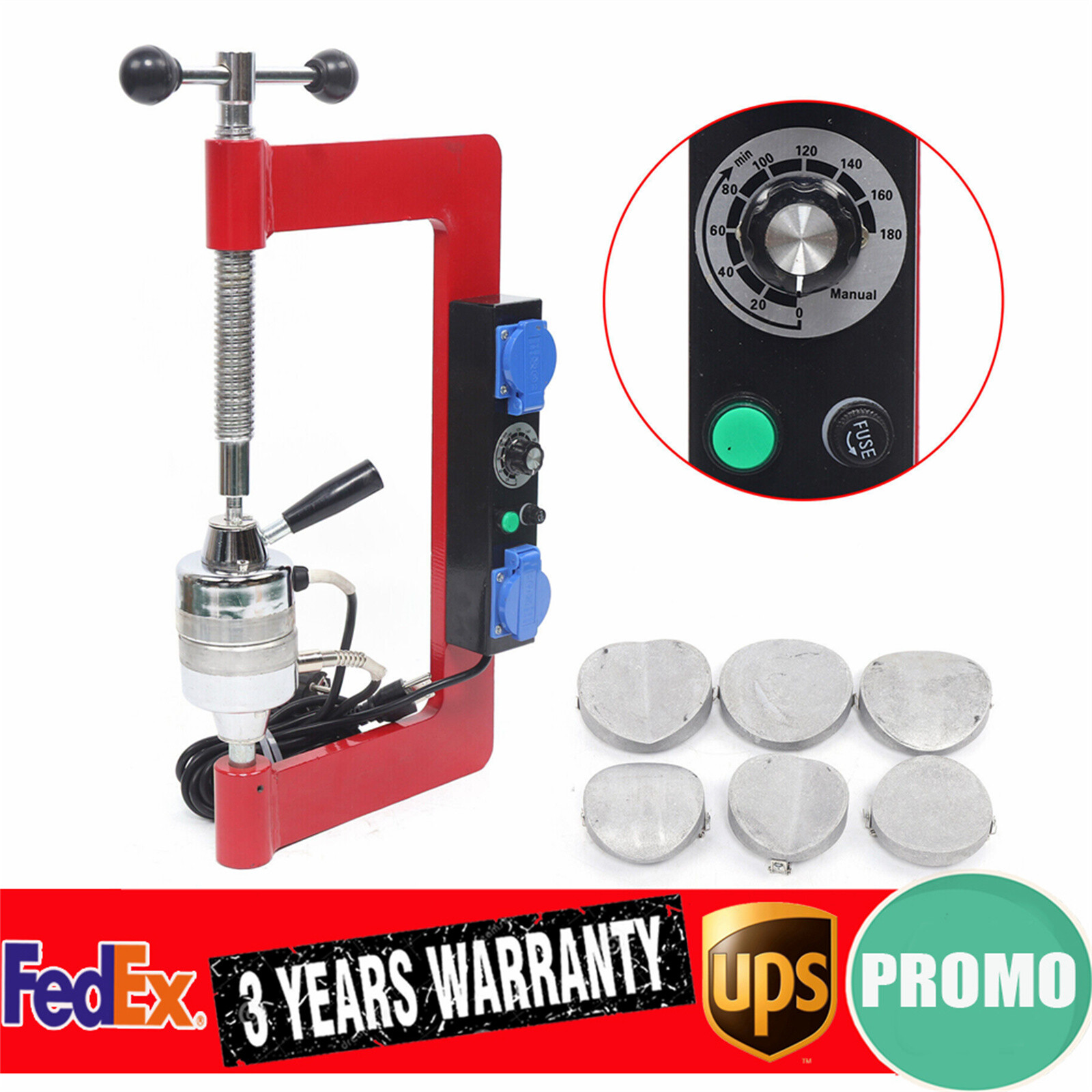 Tire Patch Repair Tool Kit Spot Hot Vulcanizing Machine + 6 Mold Car Vulcanizer
