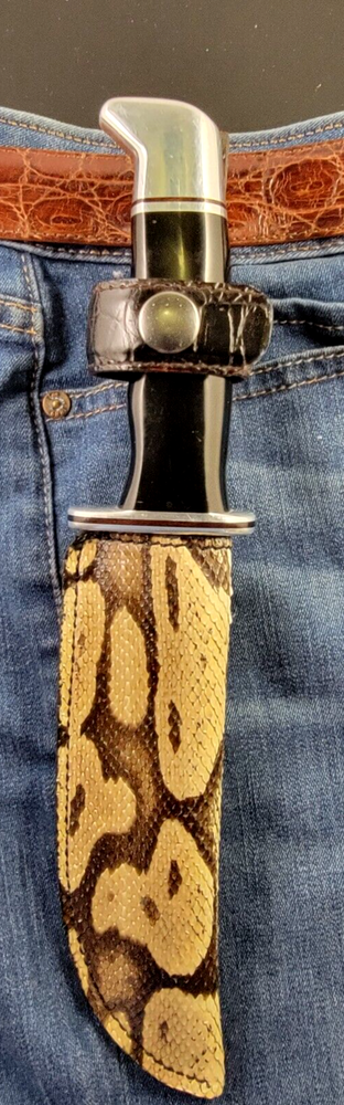 Buck Knives 119 Sheath Right Pull with Authentic Ball PYTHON Skin custom made