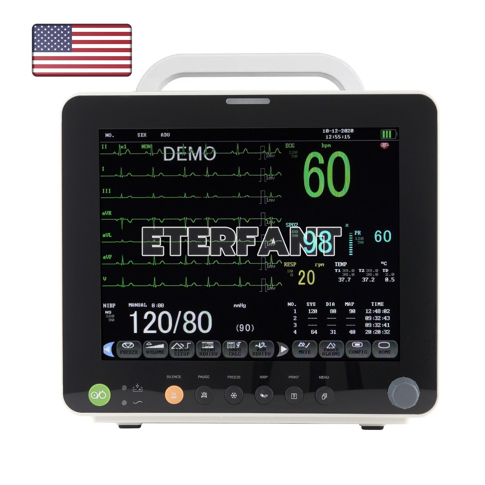 12" Patient Monitor ICU CCU Vital Sign For Hospital/Medical Trolley Cart