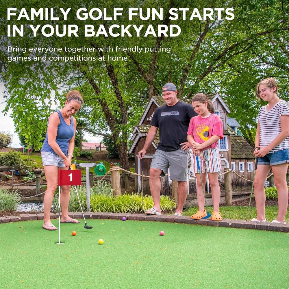 Professional Mini Golf Flagstick Set: Double-Sided Flags with Hole Cup, 4-Pack