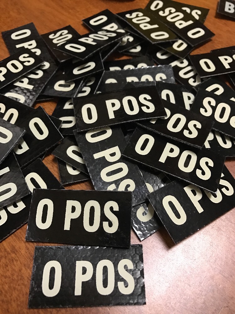 O-POS Blood Type Patch IR Reflective