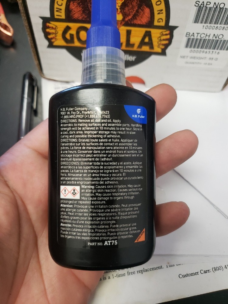 Gorilla Pro® AT75 MEDIUM BLUE Threadlocker 50ml bottle