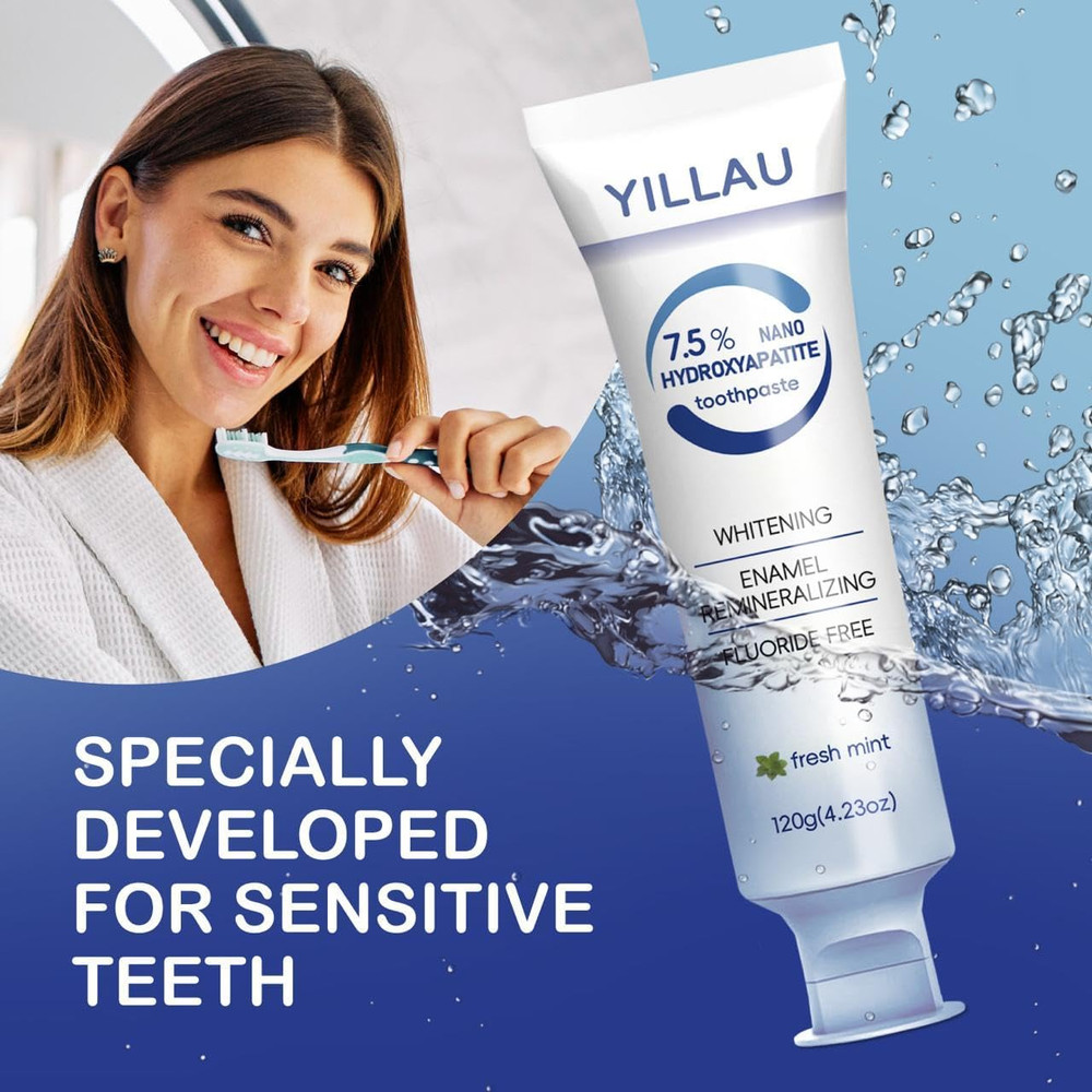 Hydroxyapatite Toothpaste, Nano Hydroxy 7.5%, Fluoride Free, for Sensitive Teeth