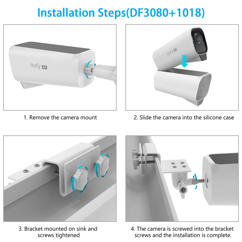 HOCALA Silicone Protective Case & Gutter Clamp Mount For EufyCam S3 Pro
