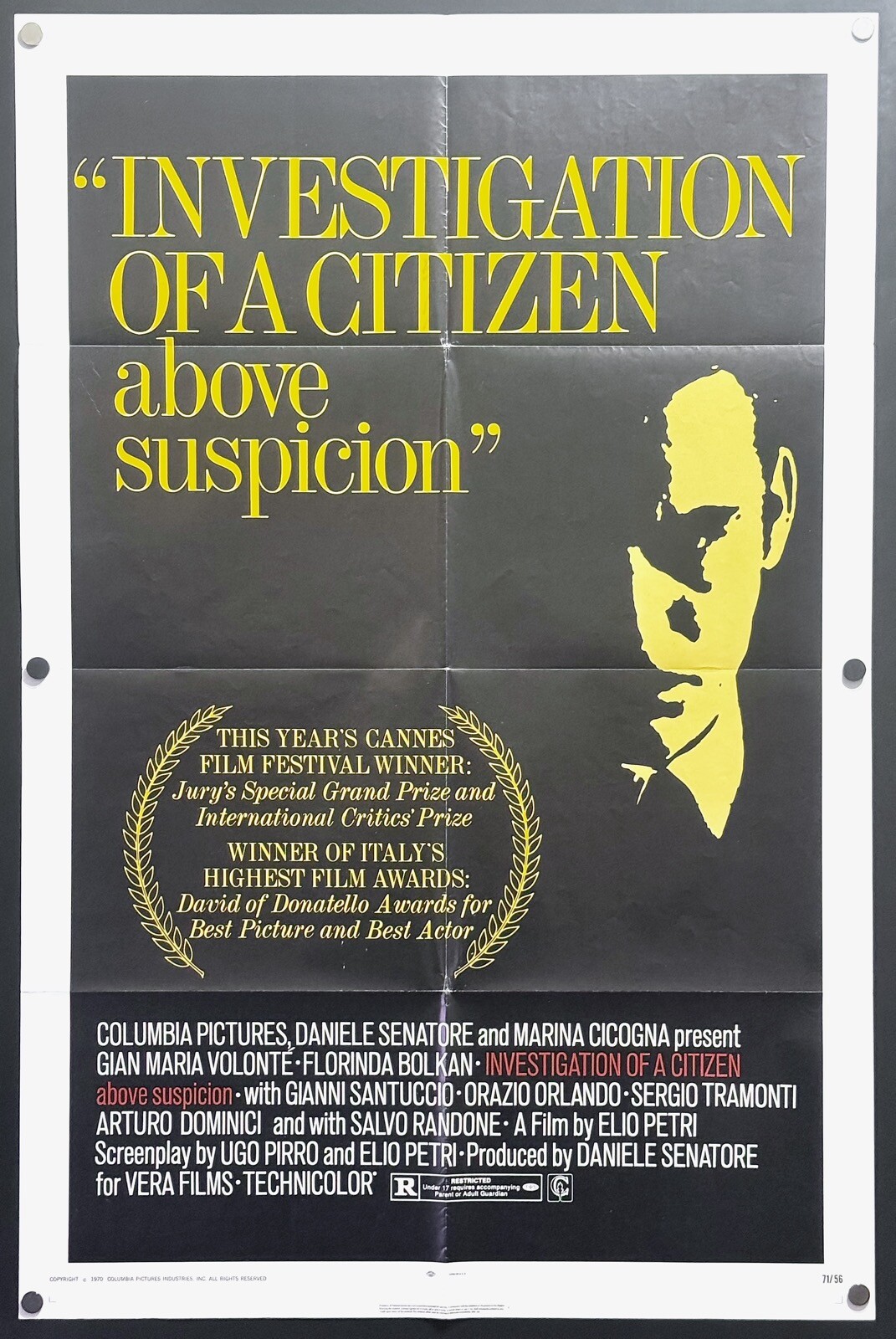 Investigation of a Citizen Above Suspicion (1971) Orig 1SH Movie Poster – Fine