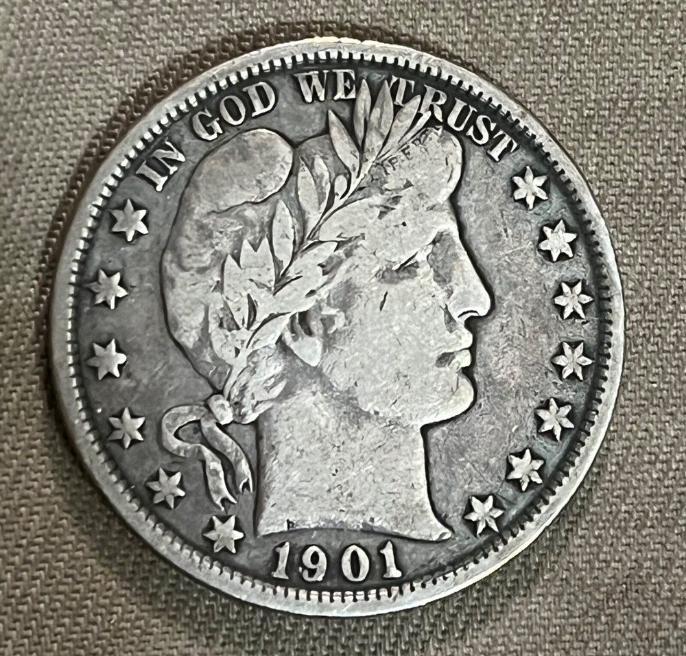1901 barber Half Dollar ,  F / VF , Better grade