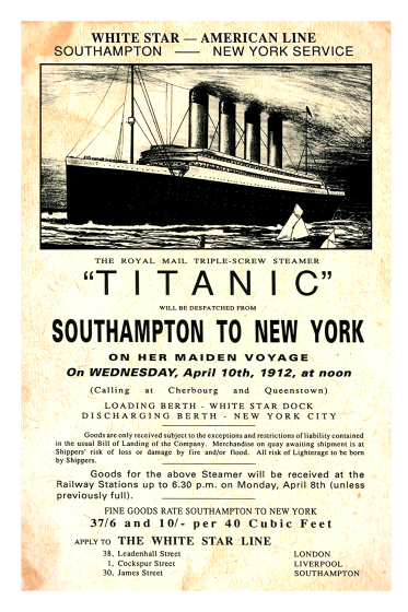 Titanic Cargo Aged Poster 12 x 18
