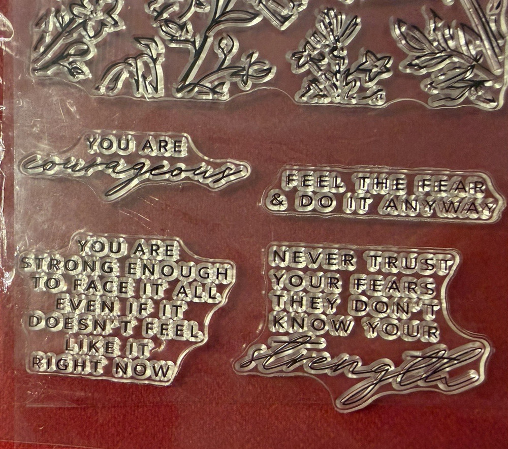 Slimline stamp with coordinating die and 3 stencil set